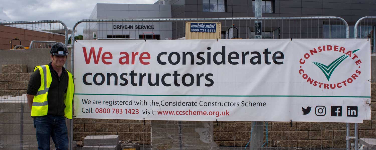 Considerate Constructors Scheme - J A Burke Construction Limited - Midlands based ground works, civils and RC frame company.